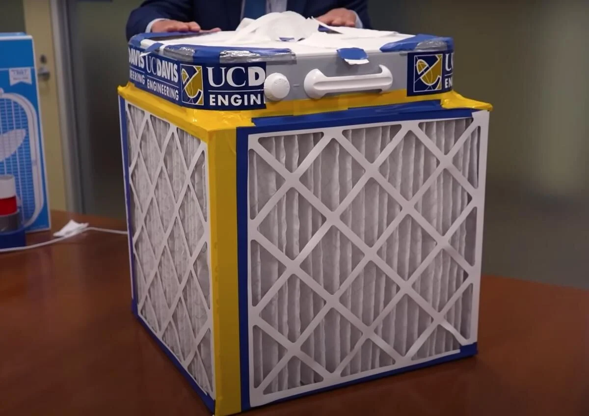 DIY air purifier built with box fan and furnace filters