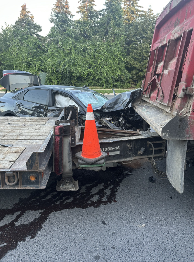 Police vehicles at Scarborough crash arrest location