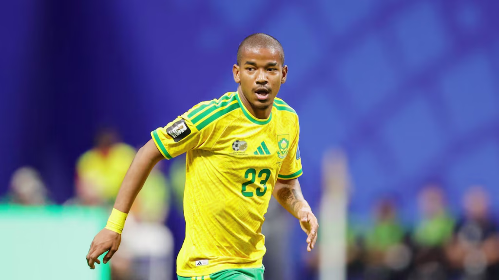 Jayden Adams playing for South Africa at the World Cup