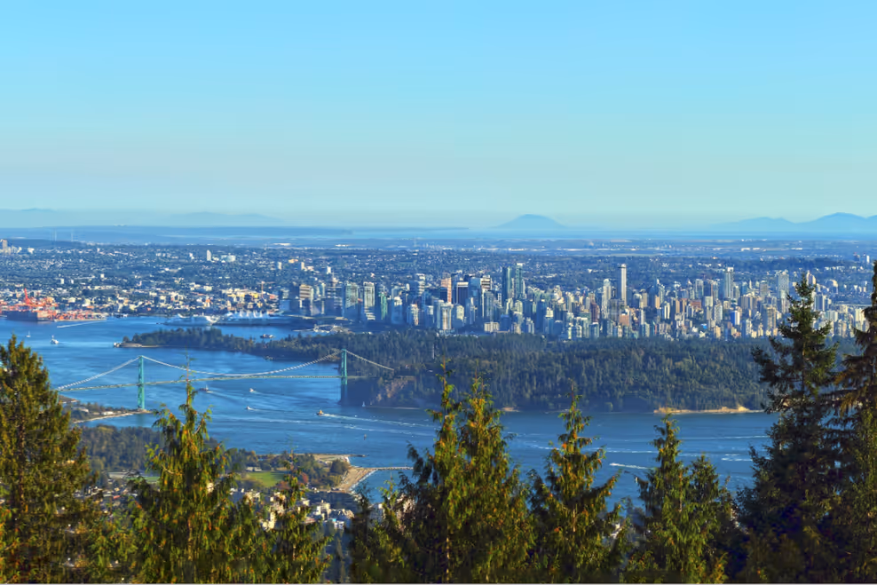 Vancouver air quality haze over city skyline