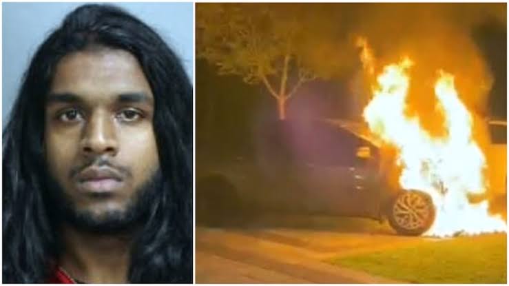 Toronto MP arson suspect vehicle fire scene in Scarborough